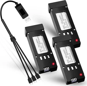 Batteria al litio 3.7V 500mAh con caricatore USB 3 in 1 per RC Drone E58  - Foto 1 di 6