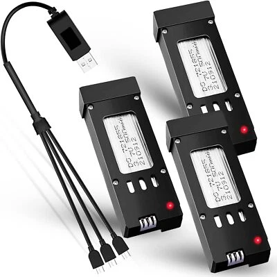 3 x 3.7V 500mAh batterie Lithium Akku mit 3 in 1 USB-Ladegerät für RC Drone E58  - Bild 1 von 4