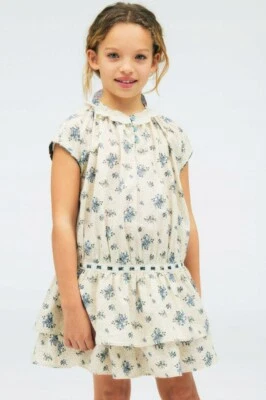 ZARA KIDS LTD EDITION FLORAL ECRU POPLIN DRESS SLEEVELESS LACE RUFFLE 1167/03 6 - Image 1 of 4