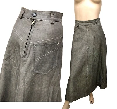 Винтажный Deadstock 1940-х соли перца саржи джинсовой ткани рокабилли юбка с ассиметричный карман - Изображение 1 из 4