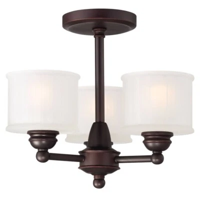 Chandelier NIB Minka-Lavery Bronze 1738-167  Frosted Glass - Image 1 of 4