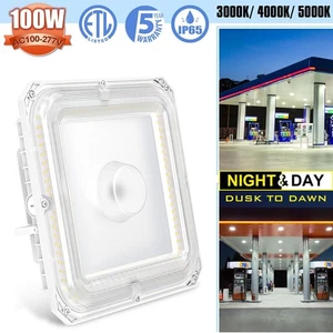 100W LED Canopy Light with Dusk-to-Dawn Commercial  Gas Station Garage Lighting - Picture 1 of 13