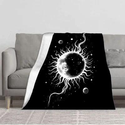 Durable Soft & Warm Flannel Blanket -Cozy Celestial Design with Radiant Patterns - Image 1 of 4