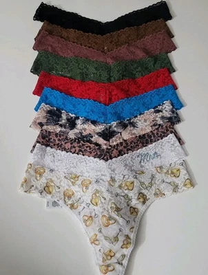HANKY PANKY SIGNATURE LACE ORIGINAL RISE THONG SET OF 10 ASSORTED COLORS ONE SZ. - Image 1 of 4