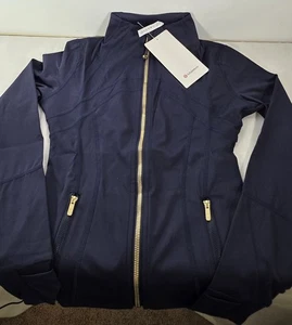 Lululemon Define Jacket Navy Blue/ Gold Accents Size 4 - Picture 1 of 5