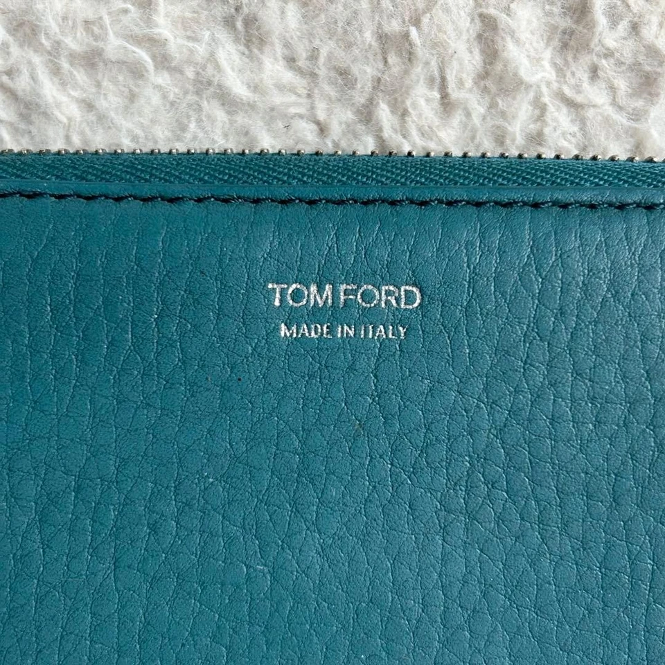Tom Ford Cartera Larga Cremallera Alrededor Cuero Verde Unisex Italia Excelente Regalo Foto 1 de 4