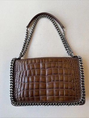 Zara Brown Croc Chain Handbag - Image 1 of 4