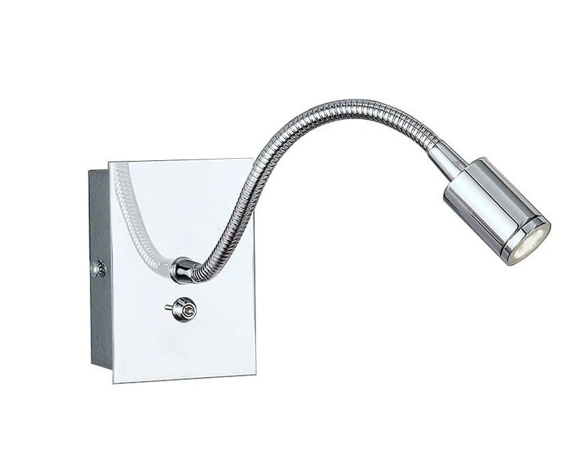 Flexible 3W LED Bedside Reading Light Chrome with Switch Modern Wall Lamp - Image 1 of 1