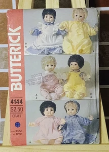 Baby doll clothing dress overall gown pinafore hat pattern 4144 size 16"  UNCUT - Bild 1 von 3