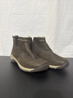 Merrell女式Encore 4 Bluff拉链极地防水靴棕色皮革11W宽 — 第 1/4 张图片