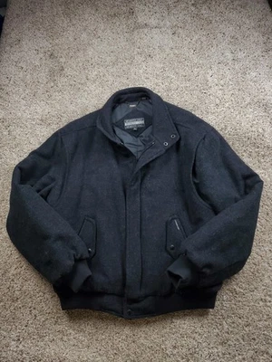 Vintage Members Only Jacket Mens 46L Black Wool Bomber Coat Full Zip 80s - Image 1 of 4