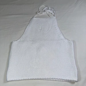 525 America Revolve White Halter Top Knit Cropped Summer Tassel Sleeveless M NWT - Picture 1 of 9