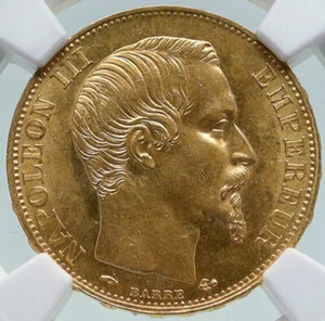 1858 A FRANCE Emperor NAPOLEON III Antique Gold 20 Franc French NGC Coin i86632 - Picture 1 of 5
