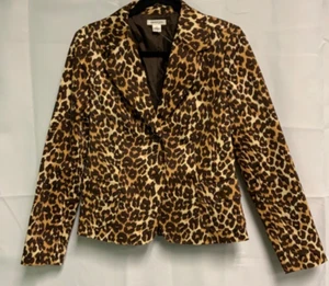 Harold's Womens Animal Print Brown, Tan, Cream Lapeled Single Breasted Jacket 8 - Bild 1 von 5