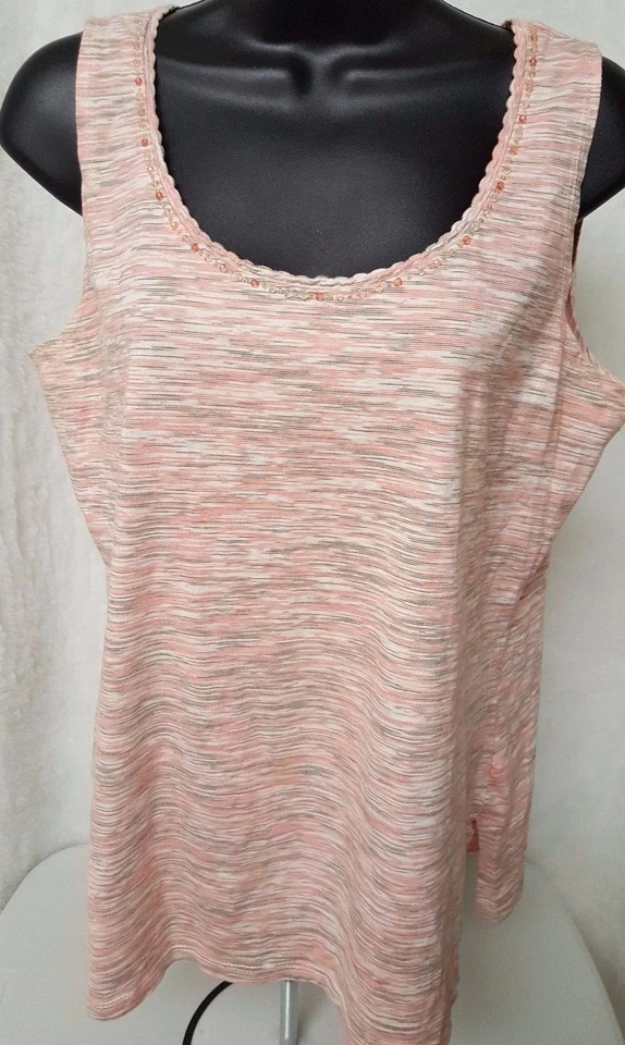 Camisa Top Blusa Mujer JH Collectibles Talla L Grande Naranja Gris Blanco Foto 1 de 3