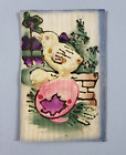 Antique Embossed Mica Easter Greetings Chick Egg Postcard