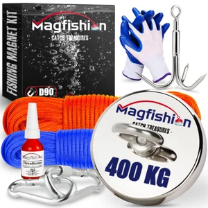 Magfishion - Mega Magnetfischen Set – 400 kg - Ø90mm - Neodym Magnet Mit 2 Seile