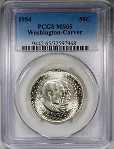 1954 Washington Carver Commemorative Half Dollar PCGS MS65 Flashy Coin - Picture 1 of 2
