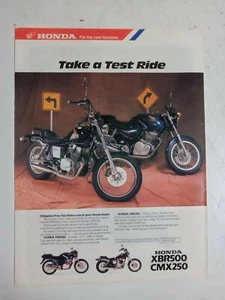 1987 HONDA XBR500 & CMX250 AUSTRALIAN MAGAZINE FULLPAGE COLOUR ADVERTISEMENT - Picture 1 of 1
