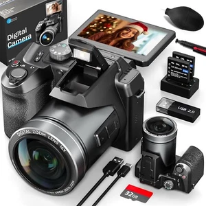 Digital Camera 64MP 5K 16X Vlogging Camera for YouTube with 3" Flip Screen WiFi - Picture 1 of 9