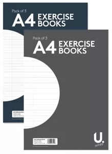 A4 Exercise Books Ruled and Margin 54gms Classroom School College - Pack of 3 - Picture 1 of 3