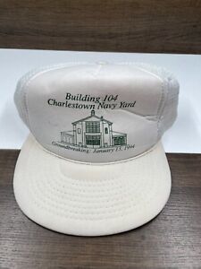 VINTAGE 1994 Charlestown US Navy Building 104 Trucker Hat Cap Adjustable Back