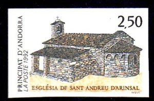 Fr. Andorra, 1992, Sc. #413, Church of St. Andrew of Arinsal, imperf., MNH. - Picture 1 of 1