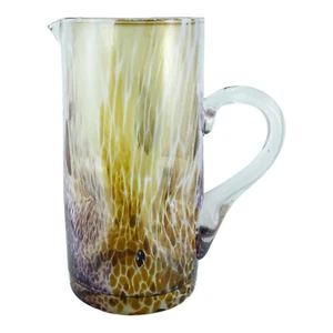 Murano Glass Water Jug Pitcher Purple Amber Yellow Millefiori - Picture 1 of 6