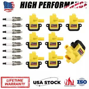 8X Ignition Coil & Spark Plugs & Wire Set For Chevrolet GMC Pontiac V8 UF192 - Picture 1 of 16
