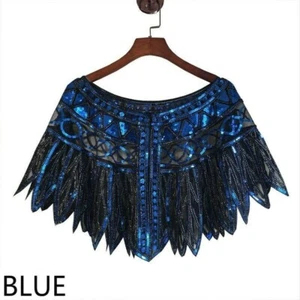 Women Sequin Cape Bolero Mesh Lace Shawl Wrap Poncho Wedding Bridal Shiny - Picture 1 of 21