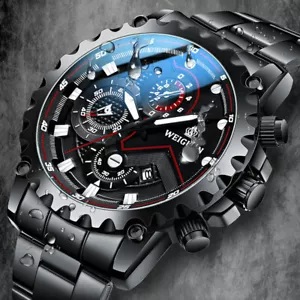 Orologio Da Polso Automatico Acciaio Con Data Uomo Sport Business QuartzWatch Acciaio Inox - Foto 1 di 12