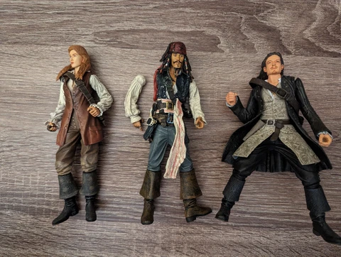 NECA Pirates of the Caribbean Jack Sparrow Will Turner Elizabeth Swann Lot Cover