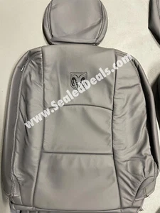 2013-2018 RAM 1500 CREW CAB TRADESMAN GRAY LEATHER SEAT COVERS UPGRADE W/ LOGO - Picture 1 of 8