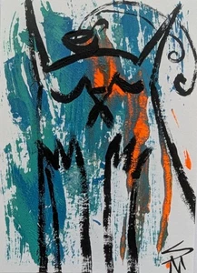 Original ACEO Cat Painting Collectible Modern Kitten Art Card Samantha McLean - Picture 1 of 1