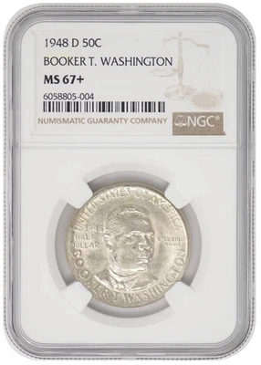 1948-D Booker T Washington Half 50c MS67+ NGC 945415-4 - Image 1 of 4