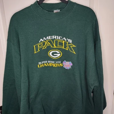 Suéter De Colección Green Bay Packers Para Hombres XXL Verde NFL Fútbol Super Bowl XXXI Foto 1 de 4