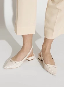 Kate Spade weiche Echtleder-Flats perforiert elfenbeinfarben cremefarben Slingback Größe 9 - Bild 1 von 11