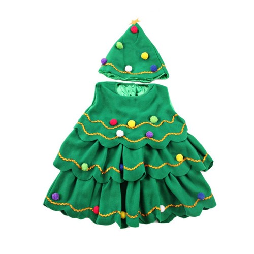 VETEMENTS Costume Albero di Natale Bambino Bambini Palco Spettacolo Costumi Cappello e Vestito