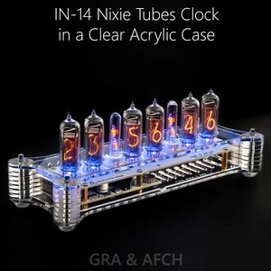 IN-14 Nixie Röhren Uhr Acrylgehäuse mit Temperatursensor F/C [WHITEBOARD] - Bild 1 von 10