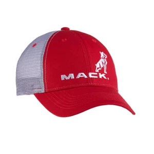 Mack Trucks Red & Grey Mesh Back Cap Gray Embroidered Bulldog Dog Logo Ha - Picture 1 of 2