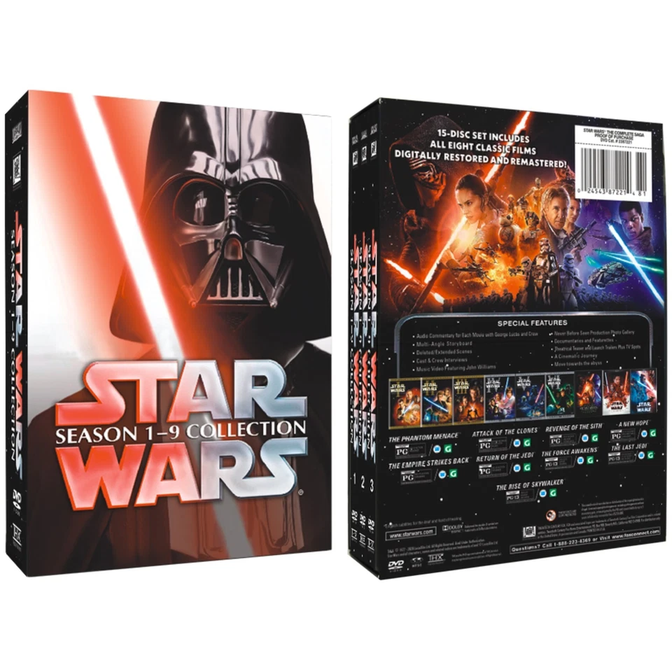Star Wars Season 1-9 15-Disc DVD Complete 9 Movie Collection Saga New - Image 1 of 1