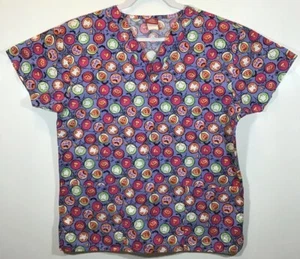 Halloween Scrub Top womens size M Medium by Dickies Ghosts Pumpkins Boo Purple - Bild 1 von 4