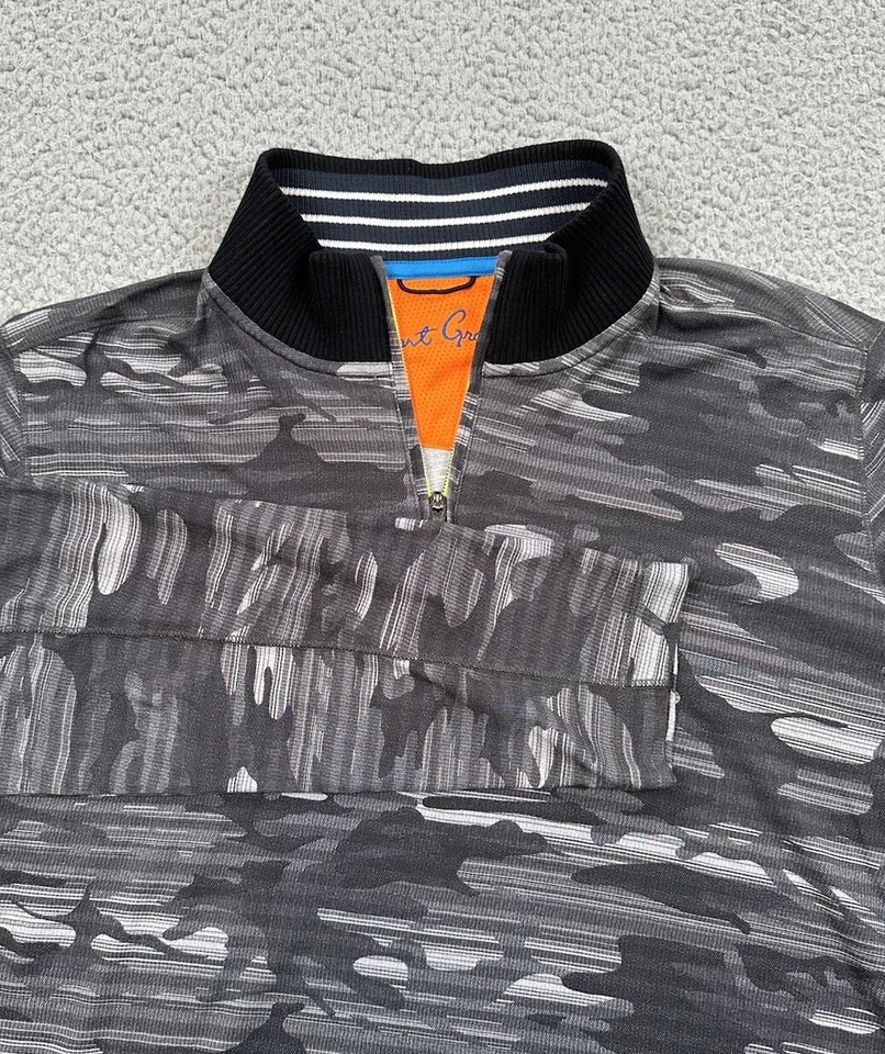 Suéter de golf Robert Graham para hombre gris medio camuflado 1/4 cremallera manga larga Foto 1 de 4