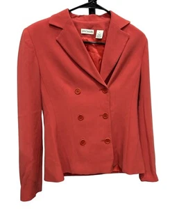 Ann Taylor Womens Coral Double-Breasted Wool Blazer Size 6 - Picture 1 of 8