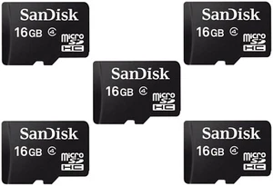 5 x SanDisk 16GB MicroSDHC Class 4 Micro SD Flash Memory Card SDSDQM-016G Bulk - Picture 1 of 3