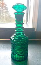 Vintage Cut Emerald Green Square Glass Liquor Decanter