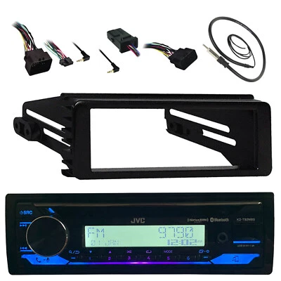 JVC CD Stereo Receiver, Antenna, Install Kit, Handlebar Controls (98-13 Harley) - Image 1 of 4