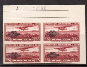 Mexico #C45a VF/NH Block **With Certificate** - Picture 1 of 2