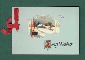 Spätviktorianische Ephemera - mehrseitiger Weihnachtsgruß mit rotem Band - Preis zu verkaufen - Bild 1 von 4