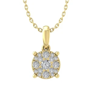 14K Yellow Gold Diamond Pendant with Gold Plated Silver Chain 1/3ct, 18", 1.82g - Picture 1 of 5